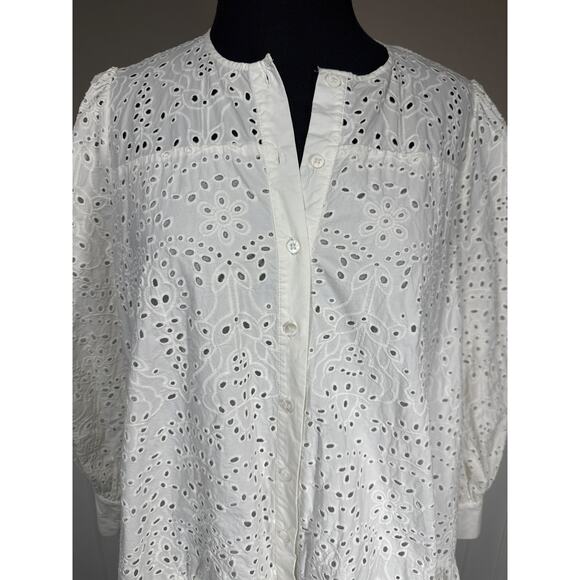 Zara The Emily Mini Babydoll Dress Mini Drop Waist Eyelet White Size L Coquette - Picture 4 of 16